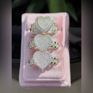 Women (3 Piece Heart Ring Set) (Gold plated)